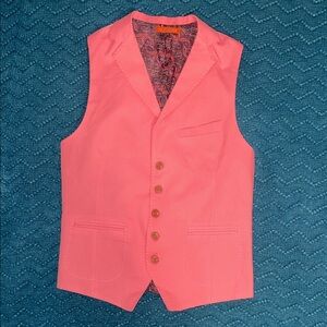 Pink Button-Up Slim Fit Vest